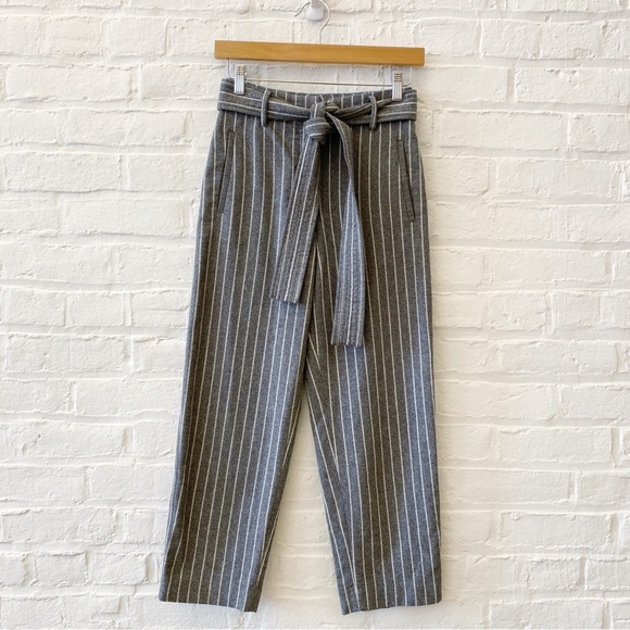 Aritzia || Wilfred Tie Front Jallade Pants Wool Cashmere Striped Gray 0 - Picture 1 of 9